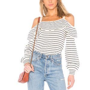 Joie Delbin Stripe Cold Shoulder Sweater L